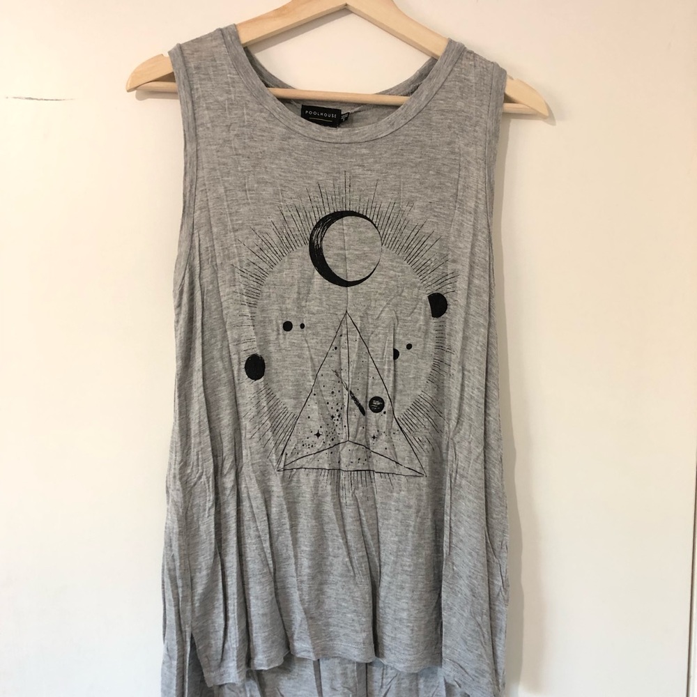 Grey and black long tank top moon shirt